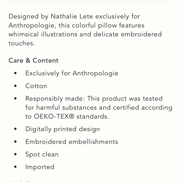 NWT Anthropologie Nathalie Lete Embroidered Pillow - Picture 10 of 10